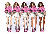 Fashion Girls 50 clipart set, a Person Illustration by Parinaz Wadia Design (Thumbnail 2 of 10)