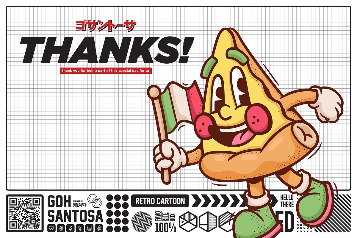 Pizza Cute Retro Cartoon, an Object Illustration by Gohsantosa (Photo 7 of 7)
