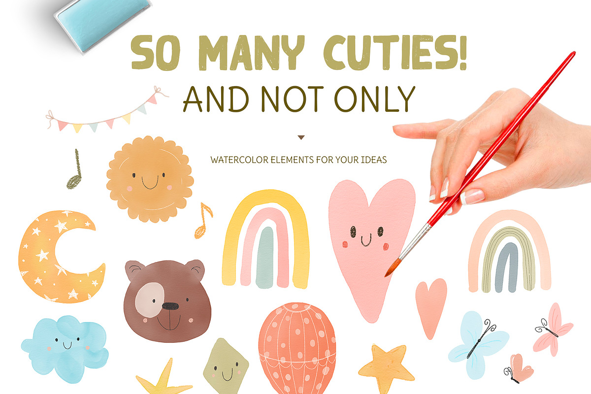 Watercolor Childhood Nursery Set, an Animal Illustration by Beauty Drops (Photo 3 of 12)