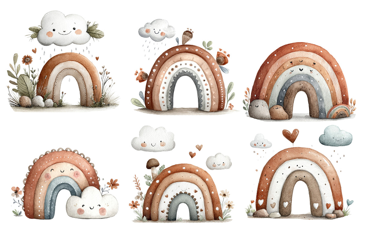 Boho Rainbow clipart, an Illustration by Designworld (Photo 3 of 5)