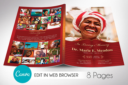 Loving Funeral Program Canva V2 8pgs, a Brochure Template by Godserv Designs