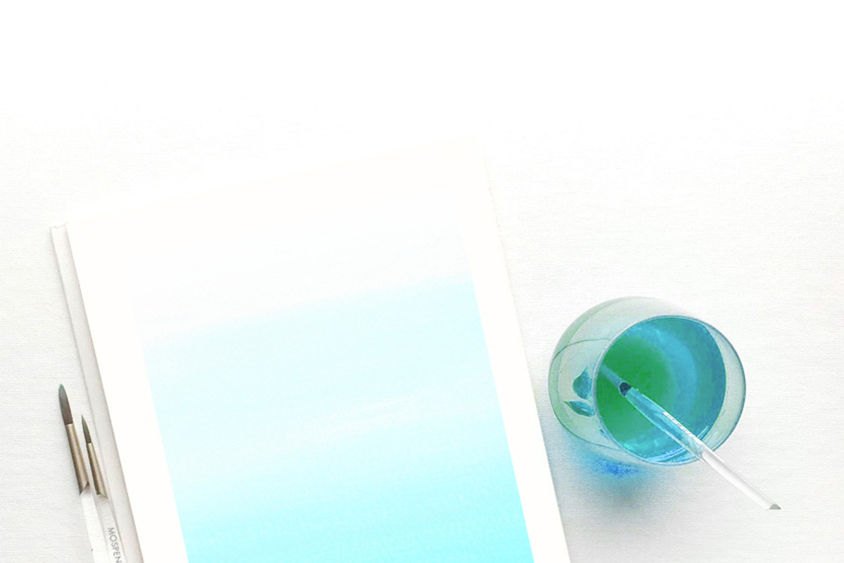 Ombre Aqua Blue Watercolor Art, a Texture Graphic by MichelleMospens