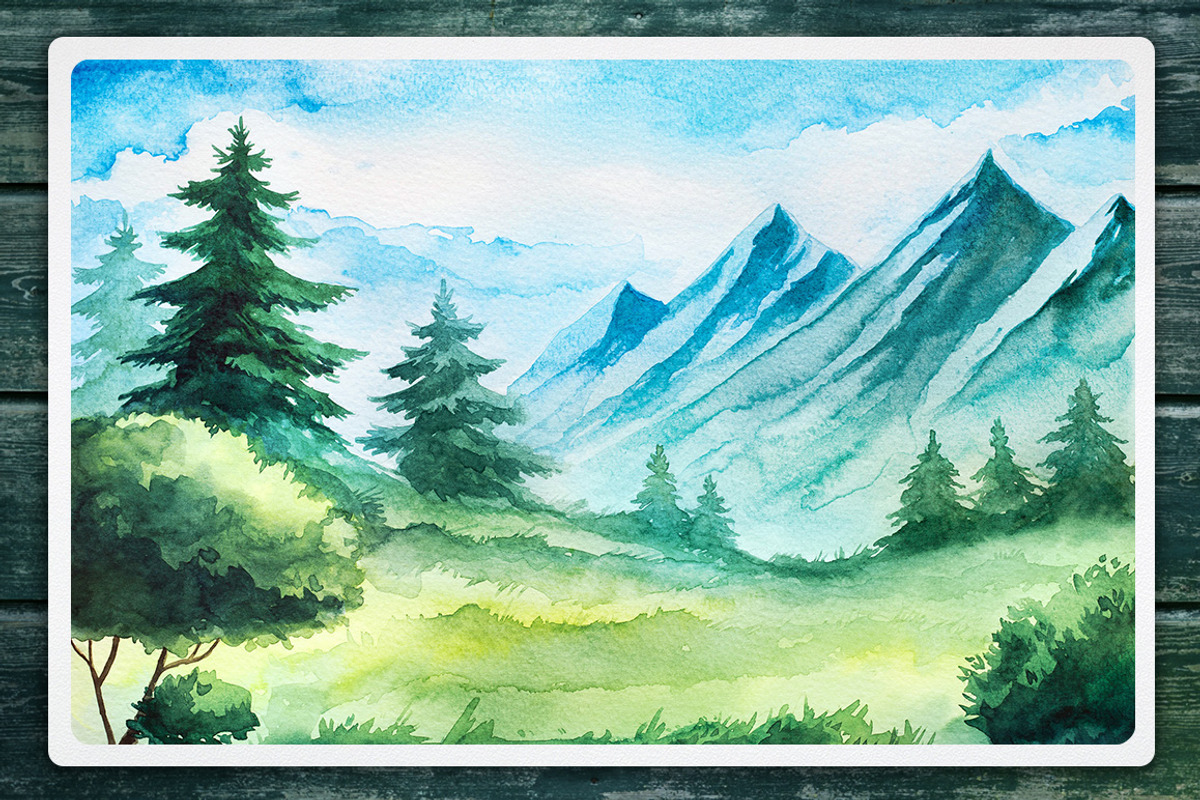 Watercolor Vector Landscapes set#2, an Illustration by AlexGreenArt (Photo 2 of 10)