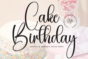 Cake Birthday | Script Font, a Handwritten Font by Scratchones
