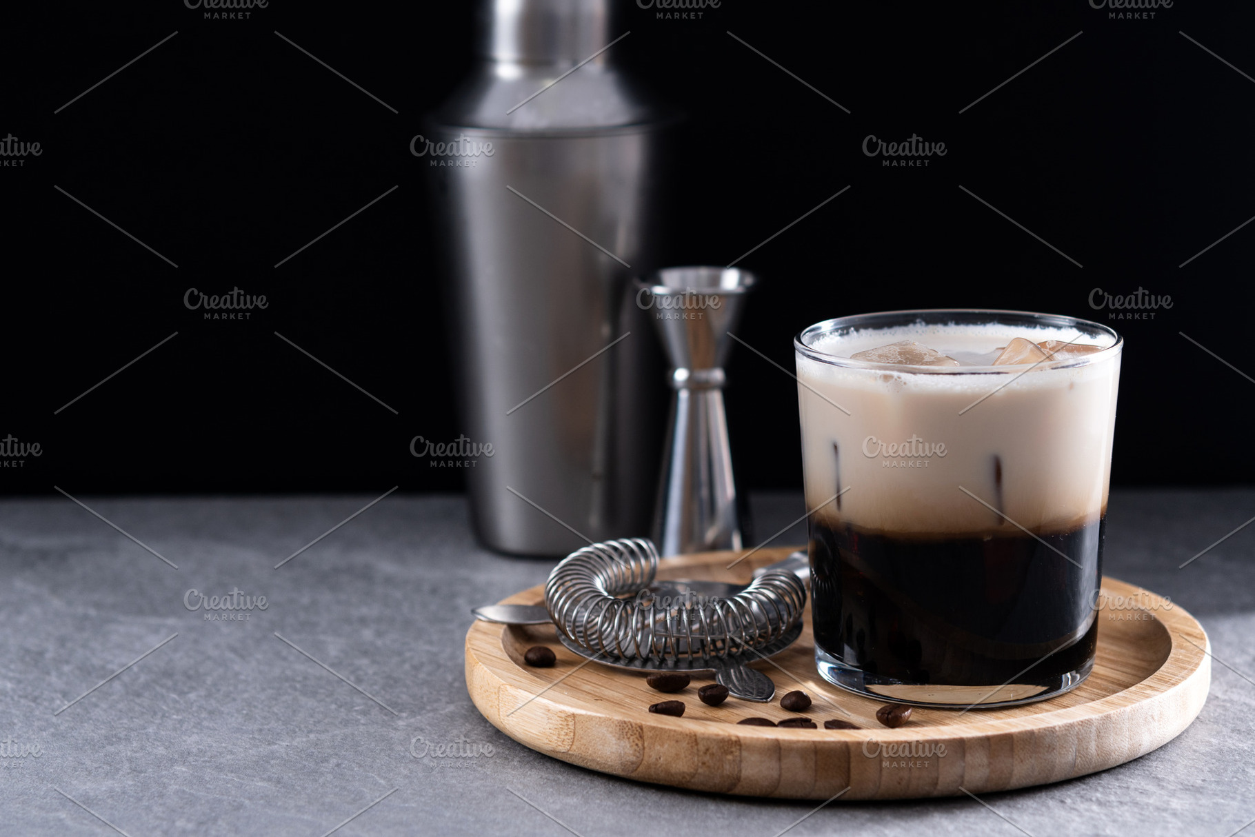 Refreshing Boozy White Russian Cocktail with Vodka and Cream, a Food & Drink Photo by etorres69