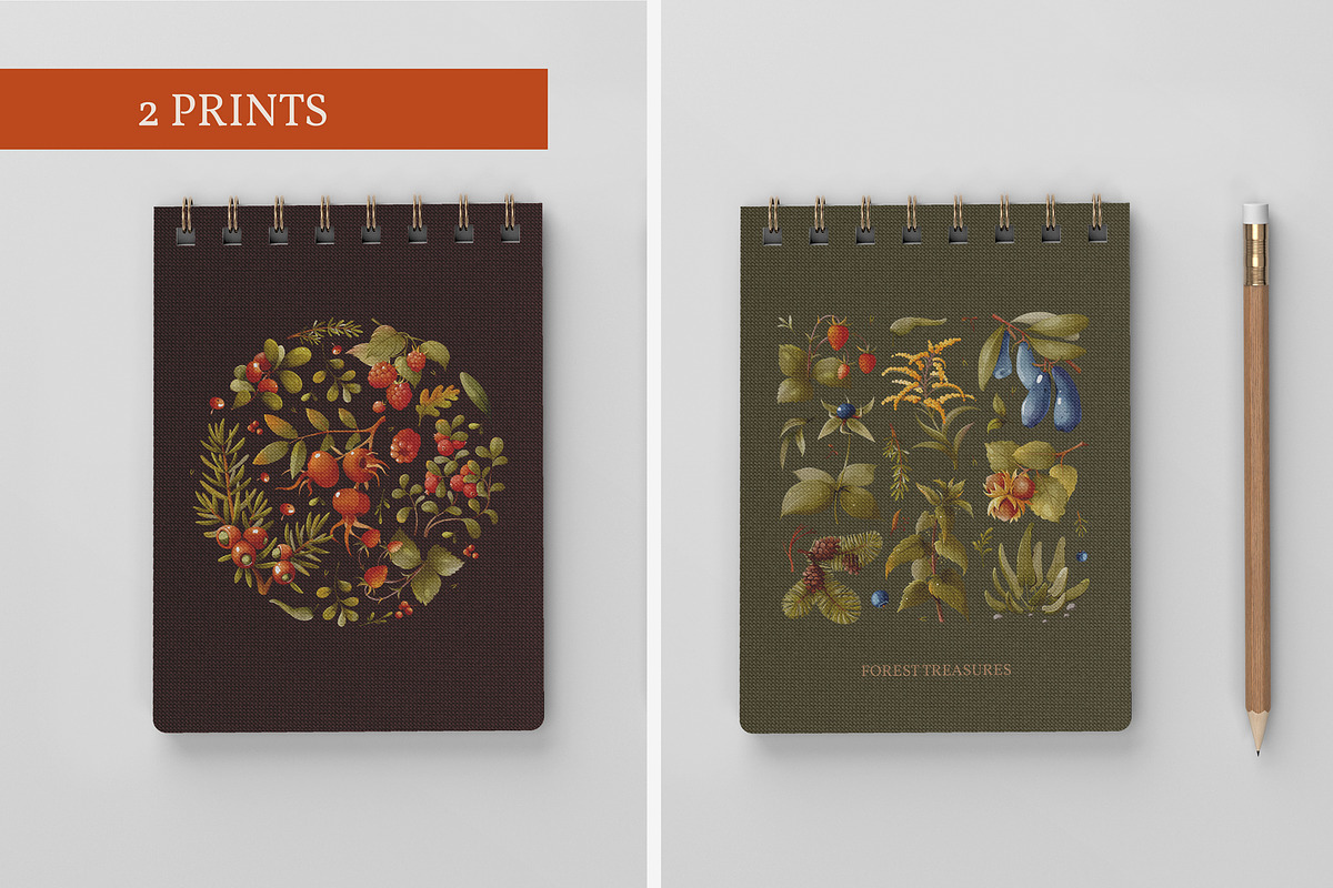 Berries &forest plants, a Texture Illustration by Izobova (Photo 6 of 7)