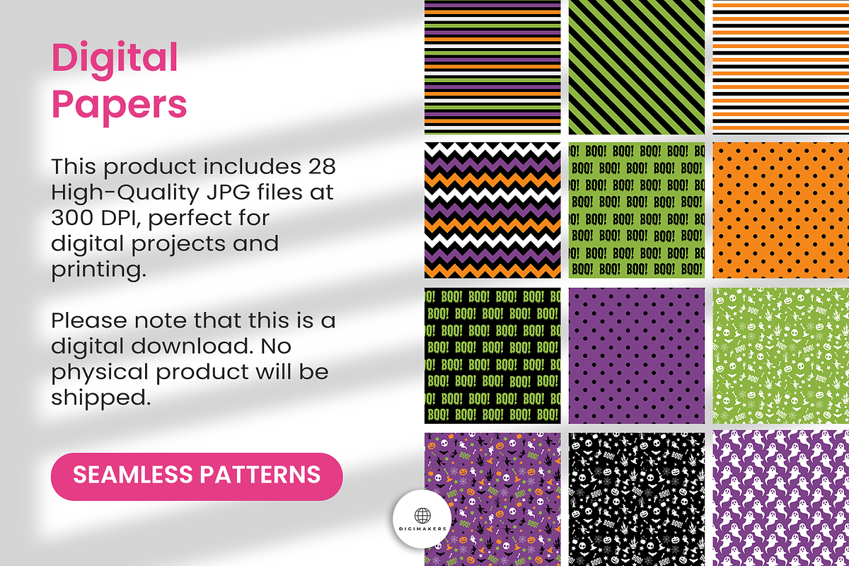 28 Halloween Themed Digital Papers, a Pattern Graphic by Nina Shaw (Photo 3 of 10)