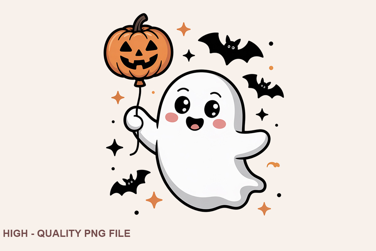 Cute Chubby Ghost Clipart Bundle, a Graphic by crative8112 (Photo 2 of 7)