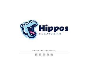 Mascot Hippopotamus Logo Design, a Branding & Logo Template by Artnivora.Std