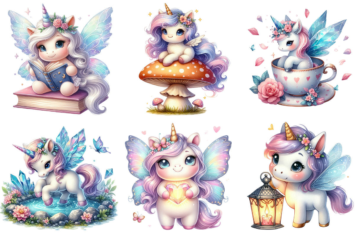 Cute Fairy Unicorn Sublimation Clipa, an Illustration by Sublimation Artist (Photo 2 of 6)