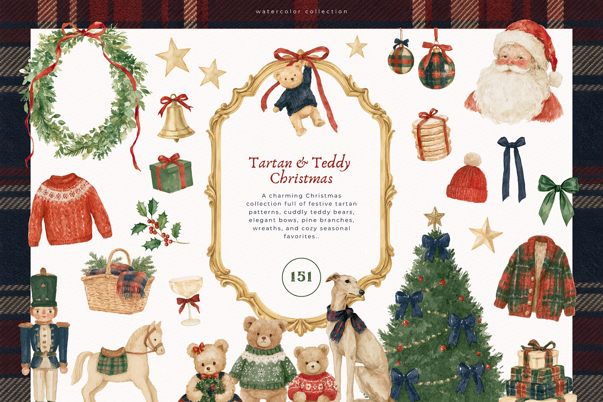 Tartan & Teddy Christmas, a Seasonal Illustration by PeDe Designs (Photo 1 of 7)