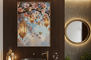Cherry Blossom Lanterns – Watercolor, a Background Graphic by Floraphoria (Thumbnail 3 of 11)