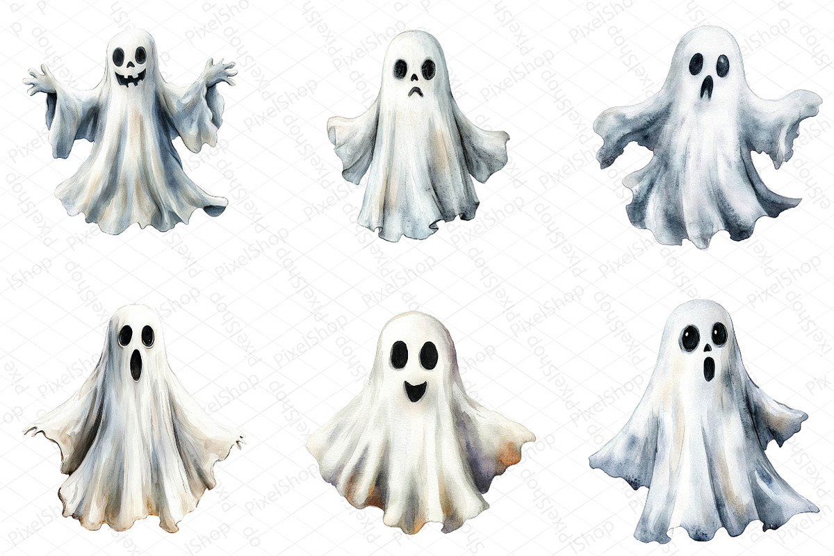 Halloween Ghost Clipart, an Illustration by DreamPrint404 (Photo 3 of 6)