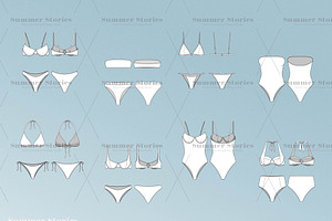 High Res Swimwear Flats Templates