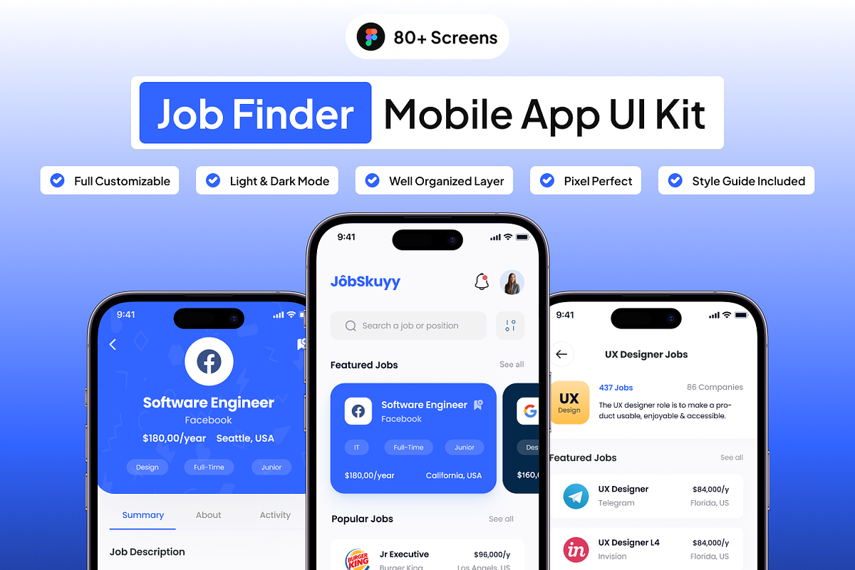 JobSkuyy - Job Finder App UI Kit