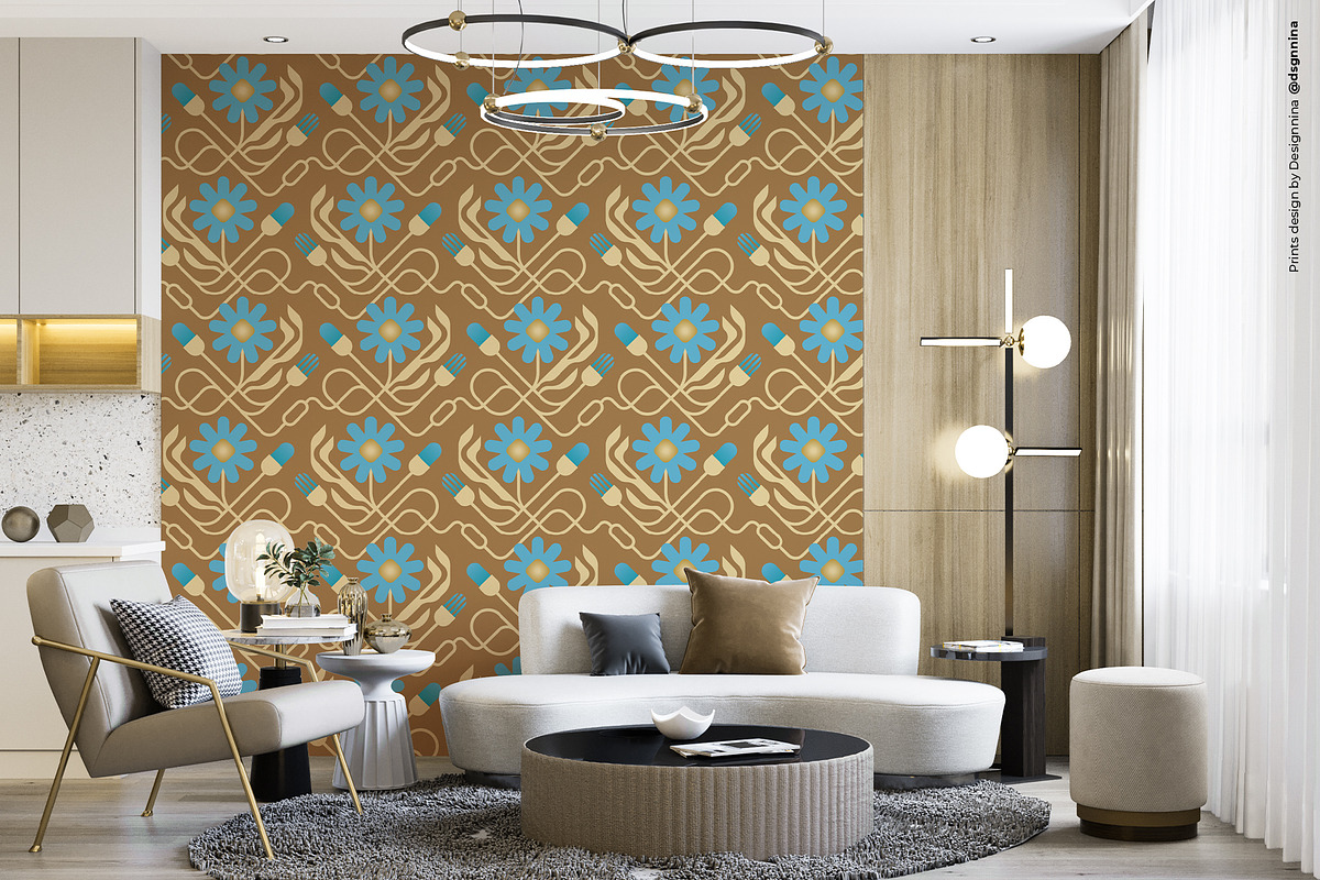 Geometrical Art Deco Floral Patterns, a Pattern Graphic by Designnina Shop (Photo 6 of 9)