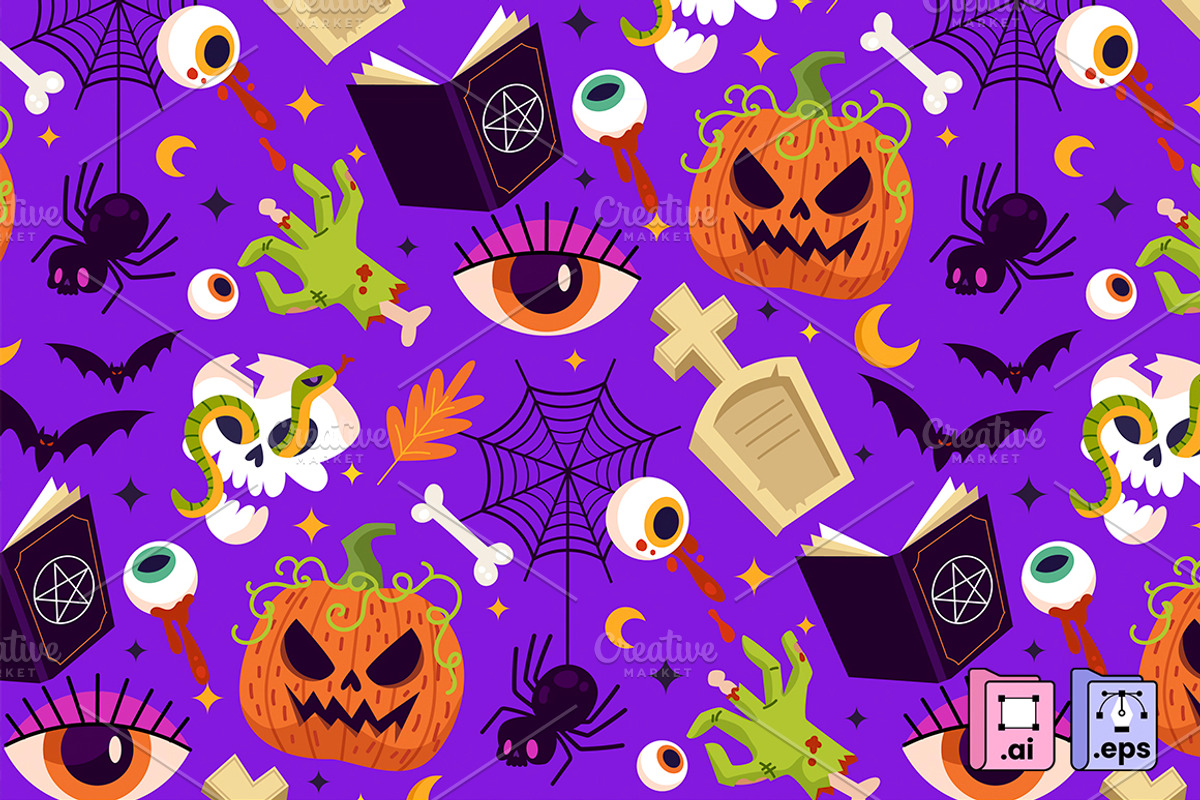 Flat Halloween Season Pattern, a Pattern Graphic by MISS CHATZ (Photo 1 of 3)