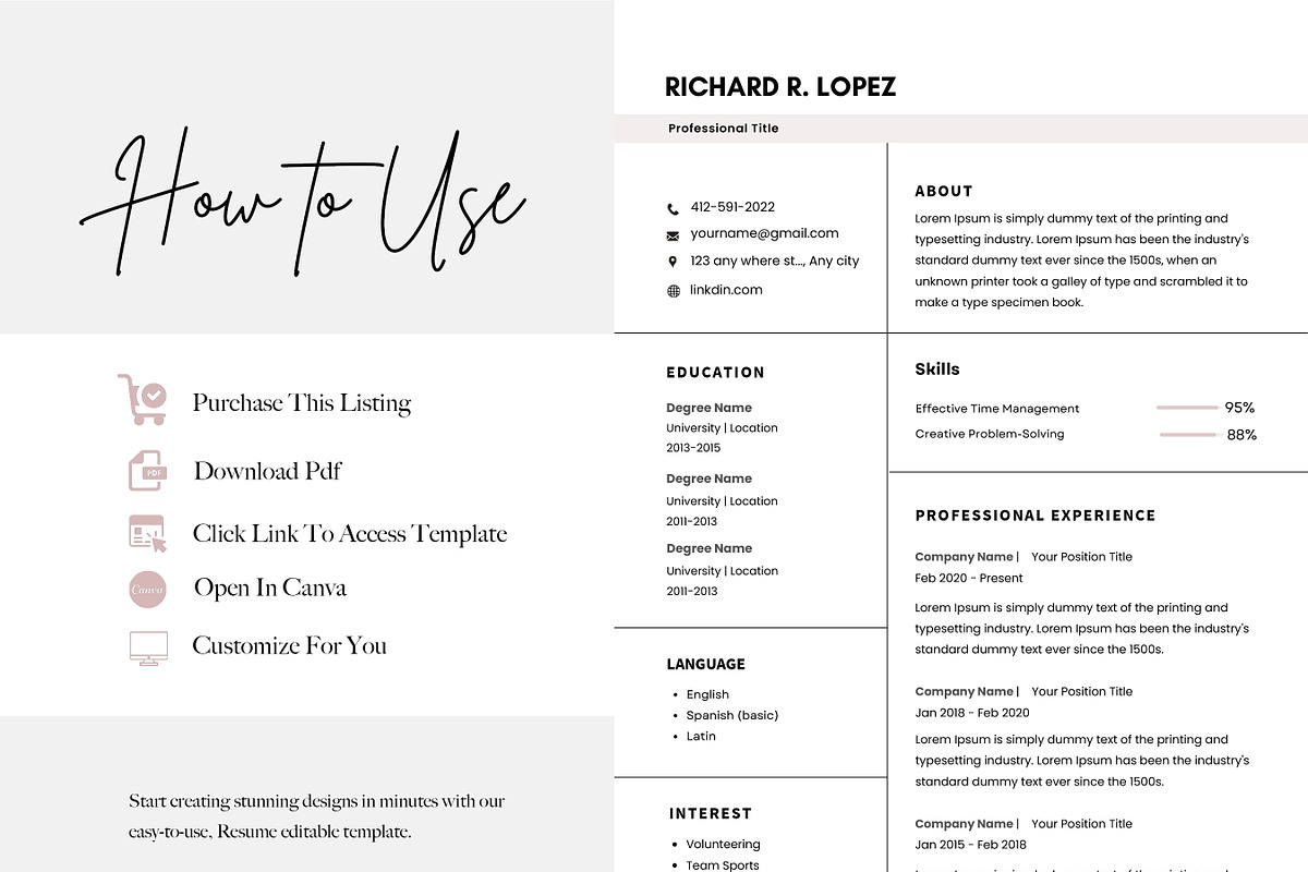 Best Resume Template, Simple CV PDF, a Resume Template by BrushstrokeArtGB (Photo 2 of 5)