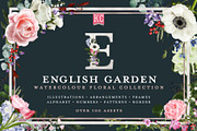 English Garden Watercolour florals, a Decorative Illustration by Katy Clemmans (Thumbnail 1 of 13)