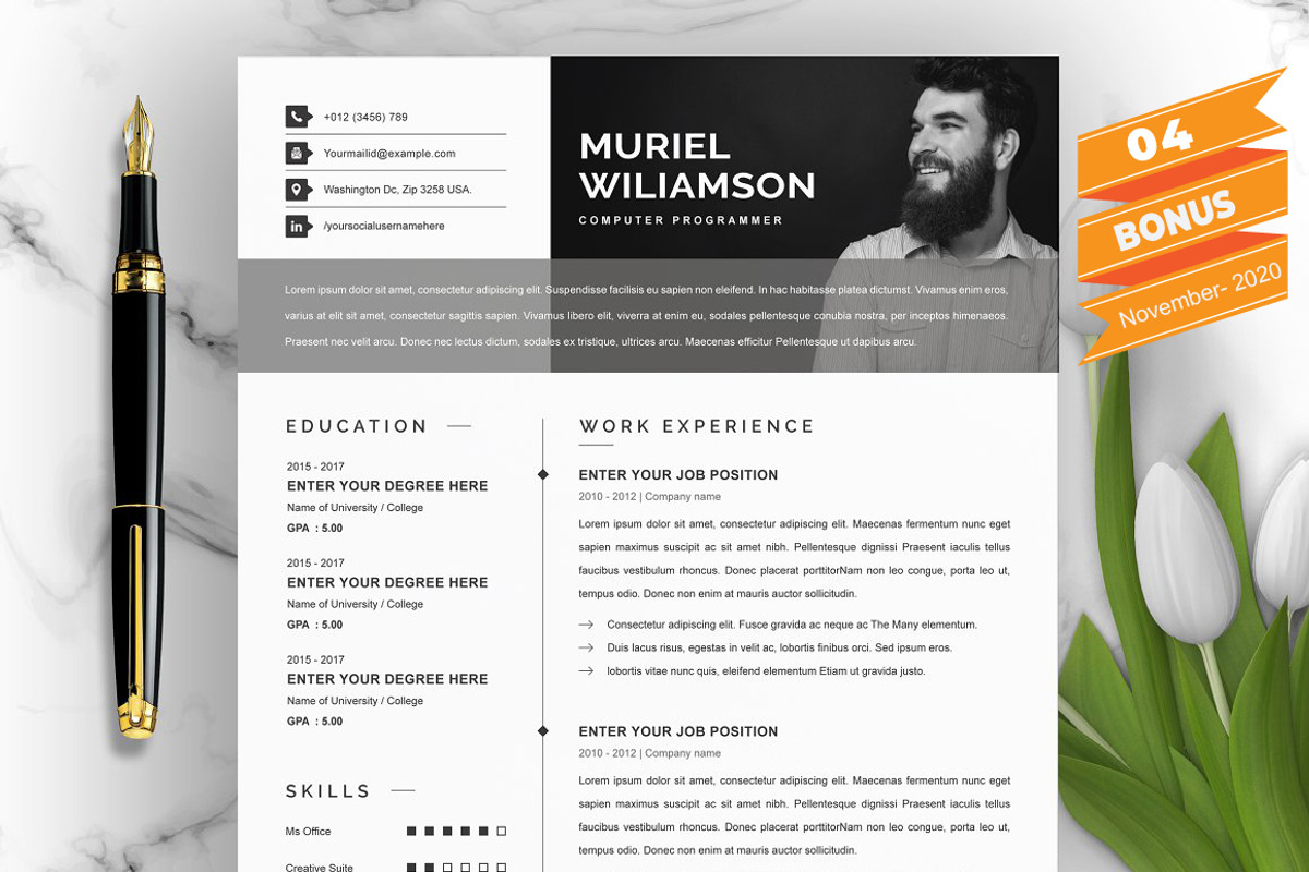 Resume/CV Bundle | 200+ for $29, a Resume Template by ResumeInventor (Photo 145 of 207)
