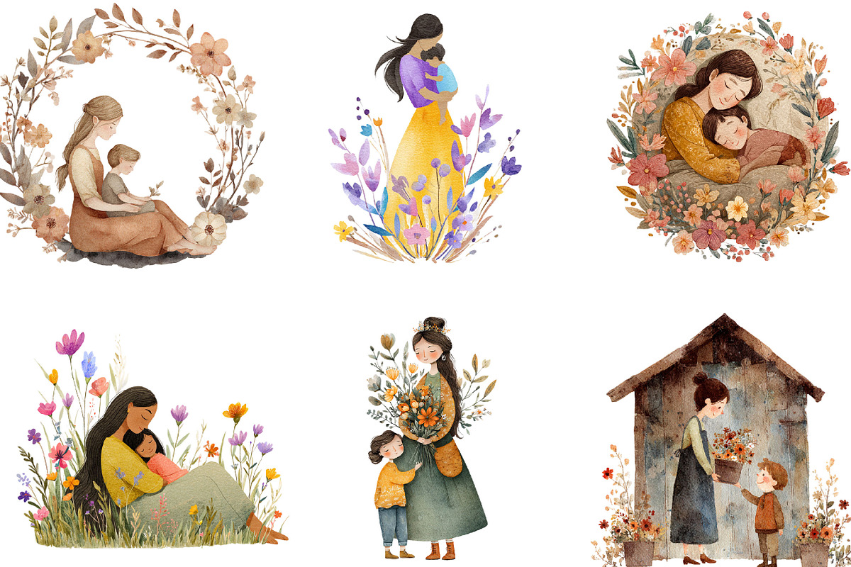 Rustic Mother’s Day Clipart Bundle, an Illustration by Designking (Photo 4 of 5)