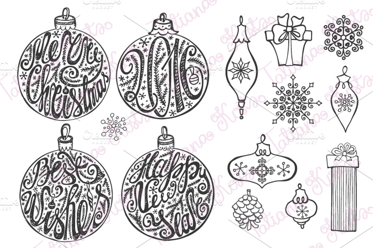 Christmas  ball lettering set, a Card Template by Tatianakost49 (Photo 3 of 4)
