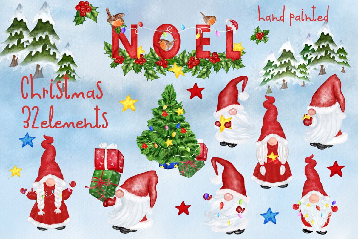 Gnomes Clipart Christmas clipart, an Illustration by vivastarkids (Photo 1 of 6)