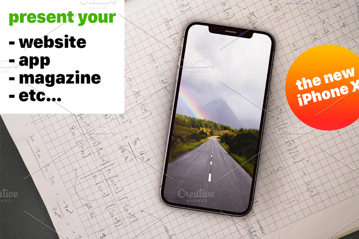 iPhone X Desk Mockup Pack, a Presentation Template by The Drone Shop (Photo 2 of 4)