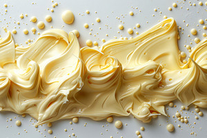 Spilled Condensed Milk Isolated on White Background - Creamy Texture and Delici, a Photo by AS photostudio