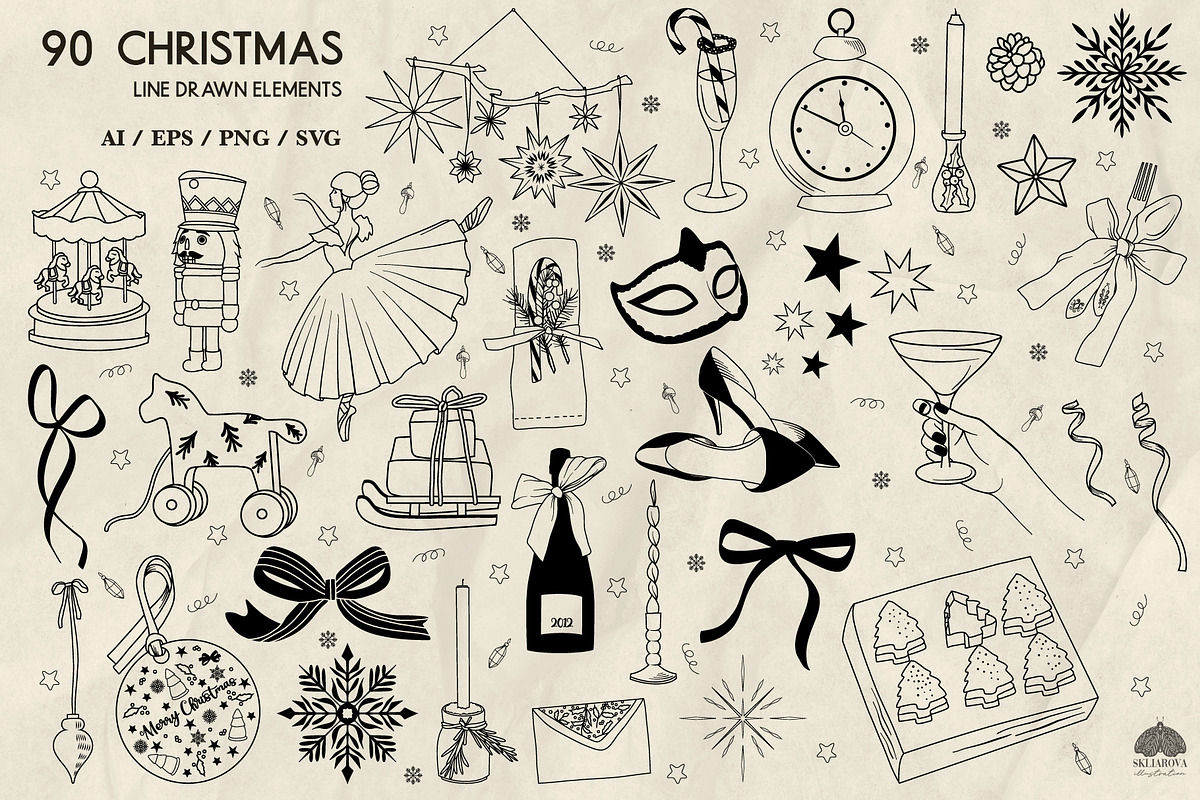 Christmas line art + Procreate, an Illustration by Skliarova (Photo 4 of 4)