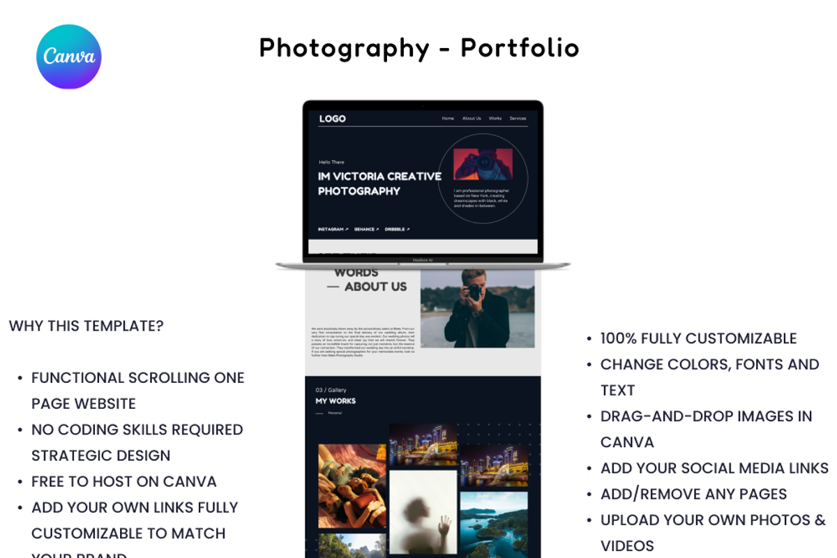 Canva Website Template - Photography, a Landing Page Template by Zannen Design (Photo 2 of 3)
