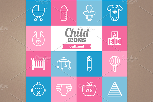 Outlined Child Icons