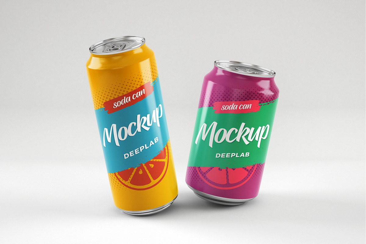 Soda Can Mockup Set, a Packaging Mockup by Deeplab (Photo 6 of 17)