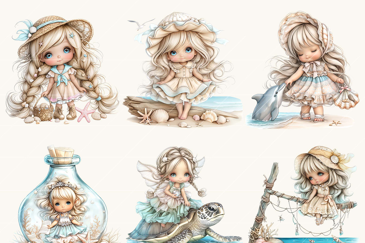 Whimsical Cute Beach Girl Clipart, a Person Illustration by Design Scotch (Photo 3 of 7)
