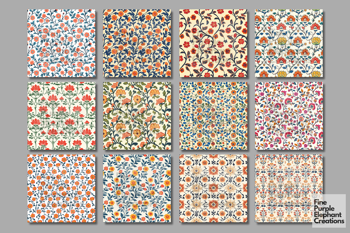 Ornamental Floral Marigold Damask, a Pattern Graphic by Fine Purple Elephant (Photo 5 of 5)
