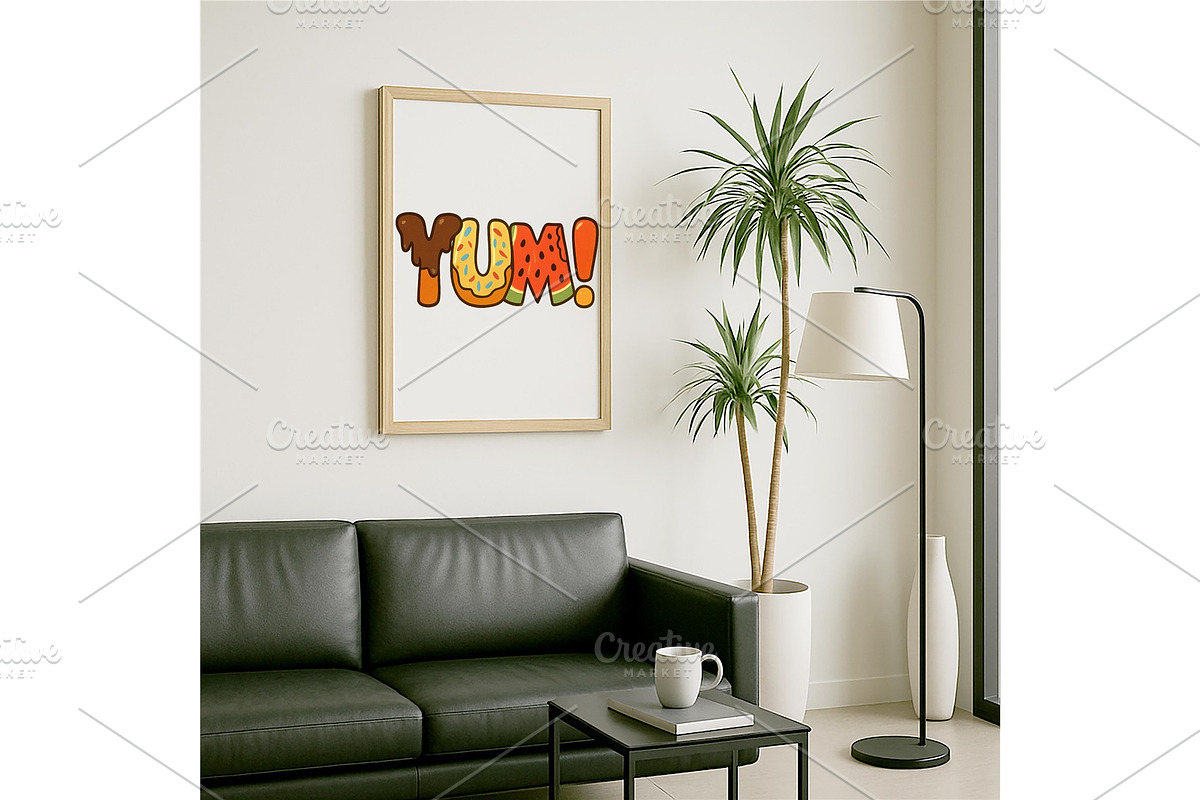 YUM! Food Letter Art Print | Playful, a Background Graphic by LaseredNinja (Photo 7 of 7)