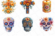 Watercolor Mexican Halloween Clipart, an Illustration by DreamPrint404 (Thumbnail 3 of 6)