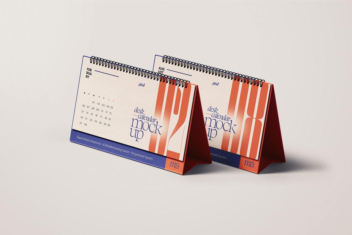 Horizontal Desk Calendar Mockup Set, a Print Template by mockupatelier (Photo 7 of 10)