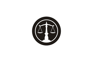 Justice Scales Legal Law Stamp Logo