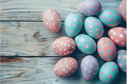 Colorful Easter eggs on wooden desk, a Holiday Photo by Nature and travel