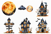 Watercolor Halloween House Clipart, an Illustration by Libby Wishes (Thumbnail 3 of 5)