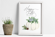White Pumpkin Succulent Watercolor, a Decorative Illustration by DailyMiracleDigitals,LLC (Thumbnail 3 of 4)