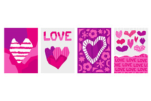 Abstract hearts postcards. Collage, an Object Illustration by Valerie Bodnar
