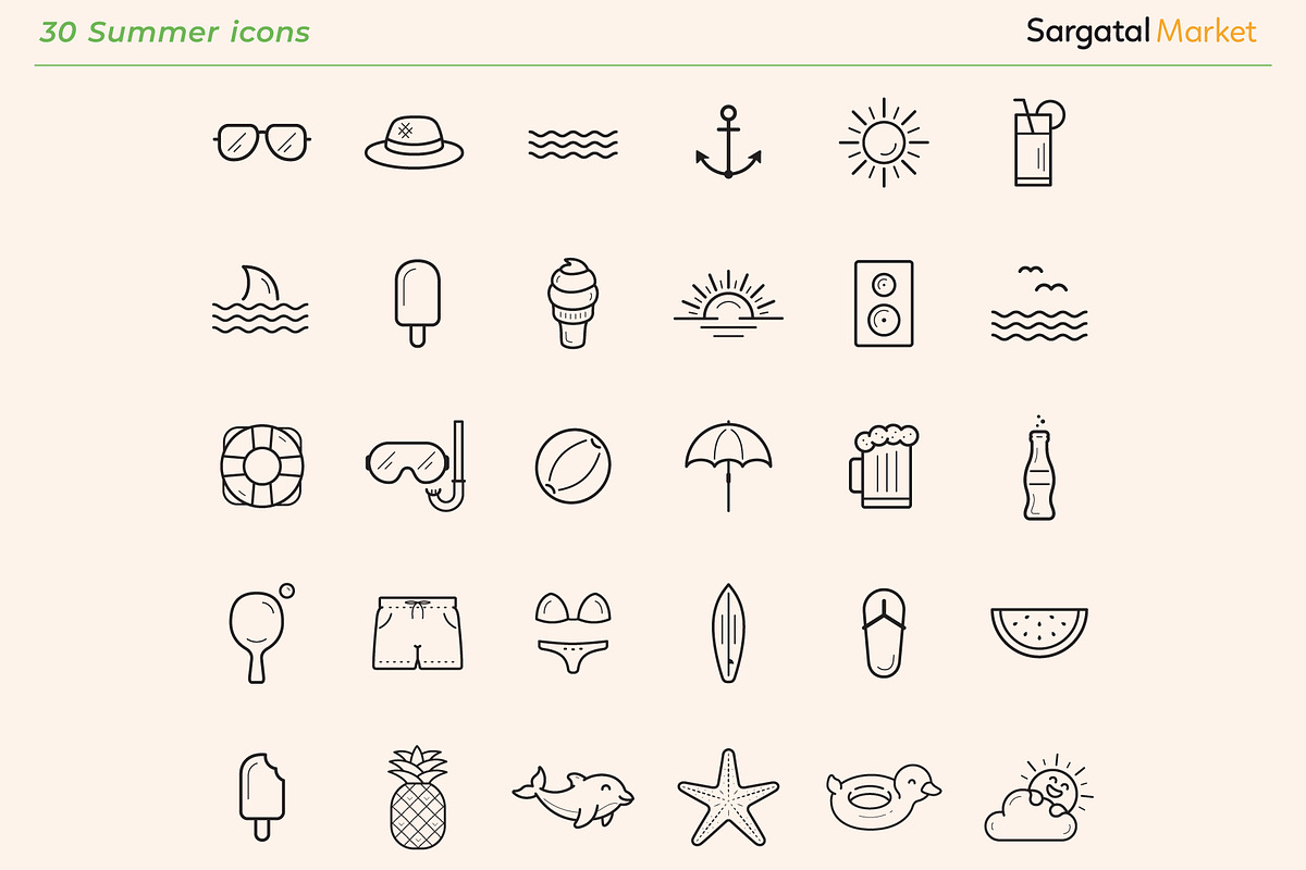 Four Seasons Outline Icons BUNDLE, an Icon by Sargatal (Photo 4 of 7)