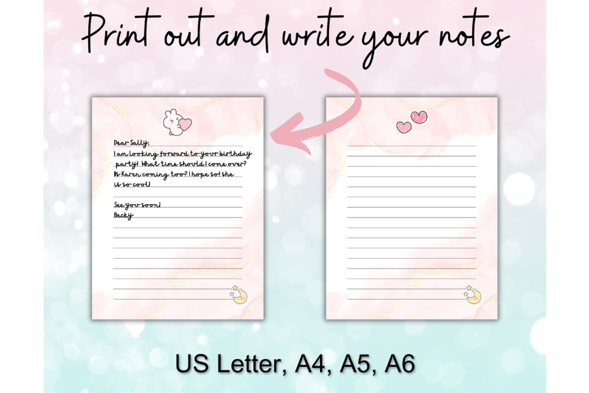 Kawaii Printable Stationery, a Stationery Template by Pixels N Bows (Photo 3 of 3)