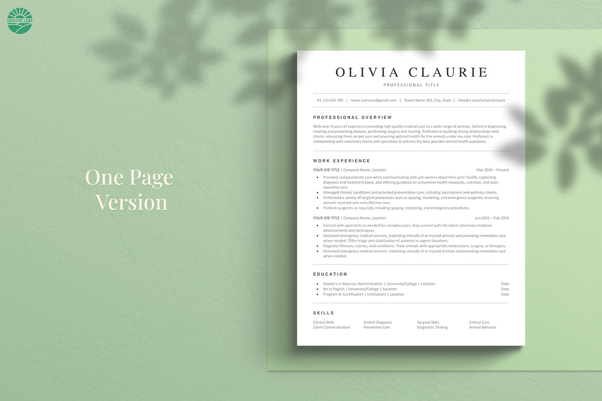 ATS Resume Template | Simple Resume, a Resume Template by CreativeLandStudio (Photo 2 of 10)