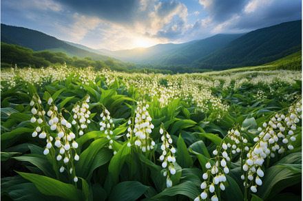 Vibrant Lily valley blooming field, a Nature Photo by Ylivdesign