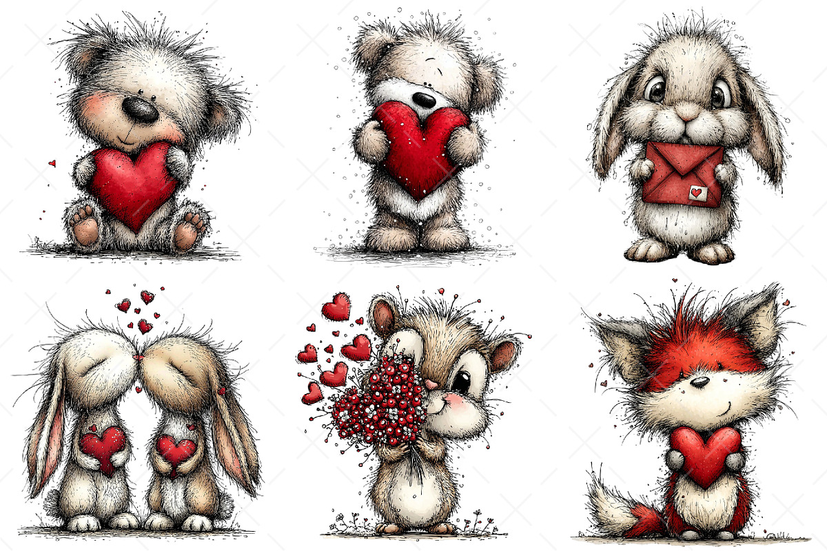 Watercolor Valentine Forest Animals, an Illustration by Craft Nest (Photo 5 of 7)