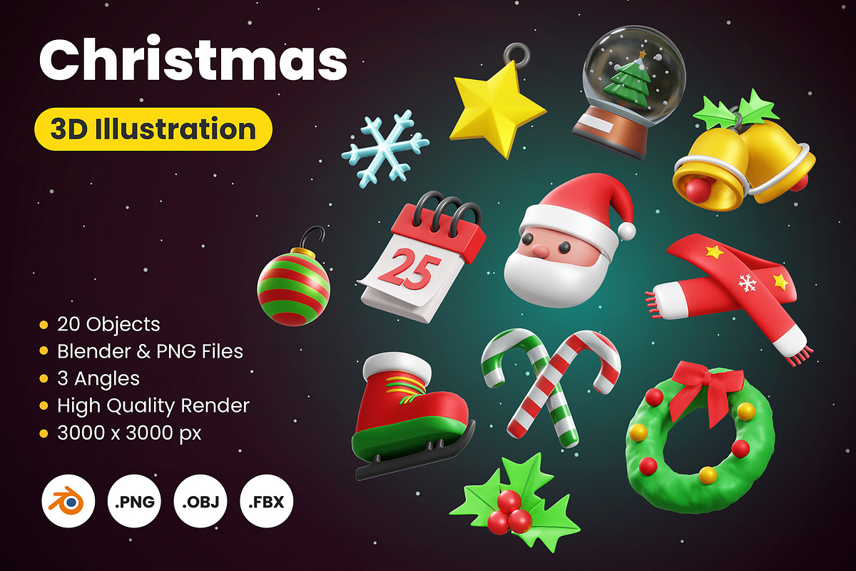Christmas 3D Icons, an Object 3D Model by Rakata Studio (Photo 1 of 6)