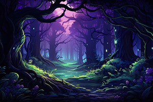 dark green magical forest frame